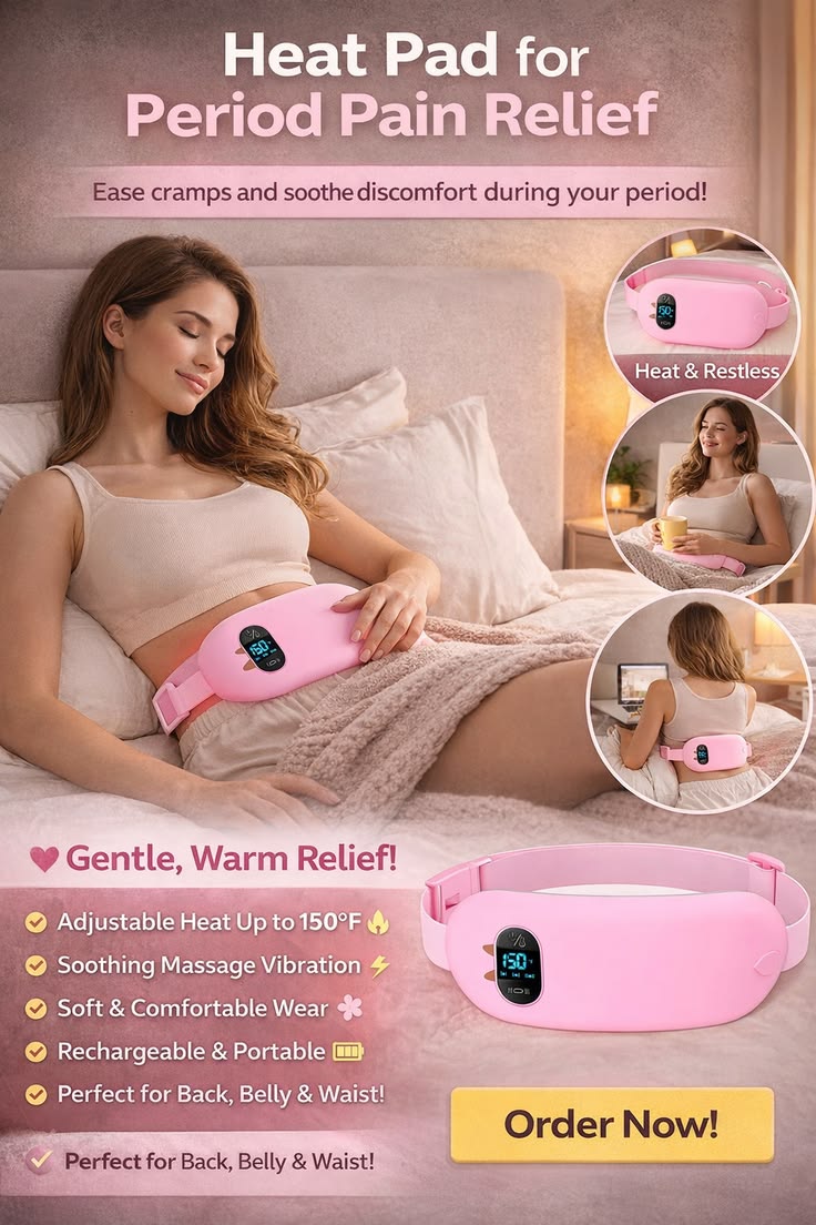 🌸 Period Pain Relief Heating Pad 🔥 | Portable Menstrual Cramp Comfort Belt 💖